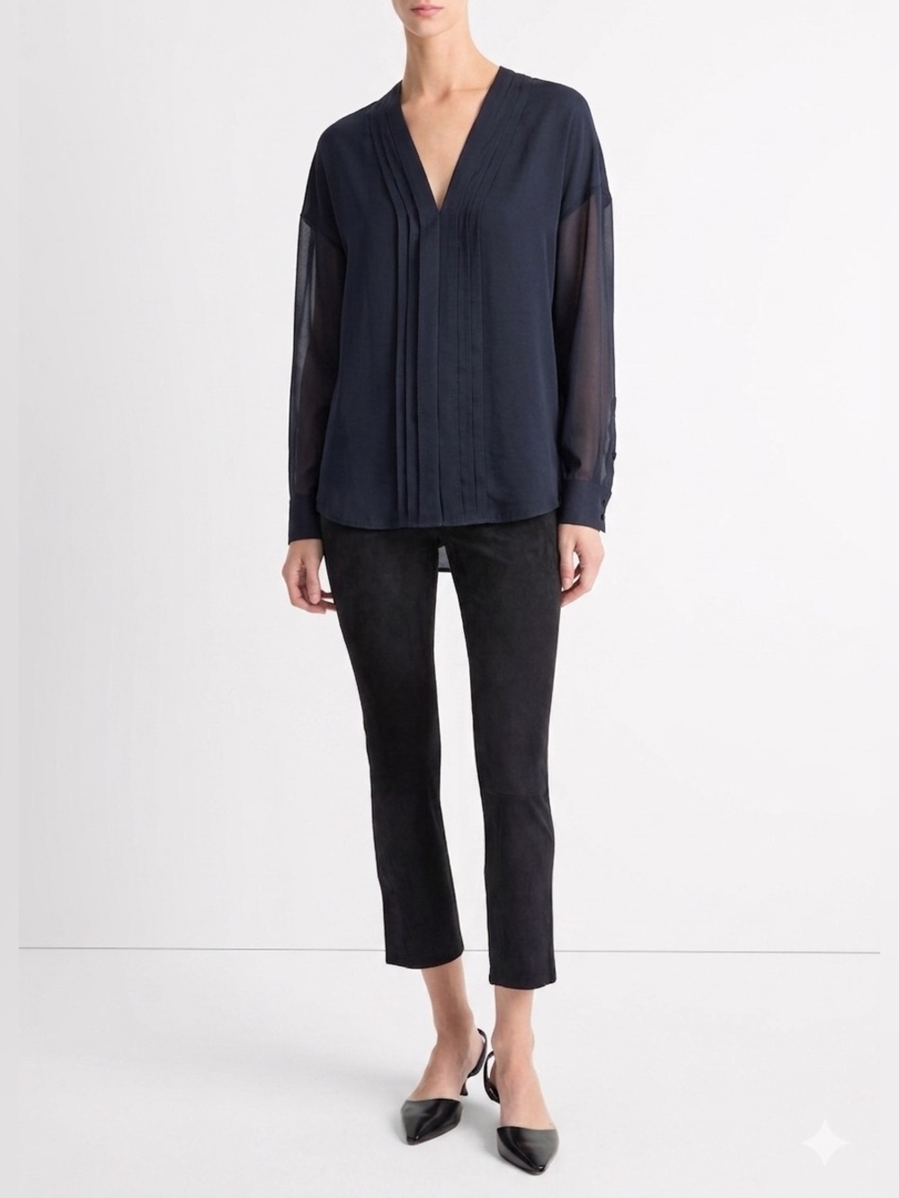 Vince Silk Blend V-Neck Blouse Size 4